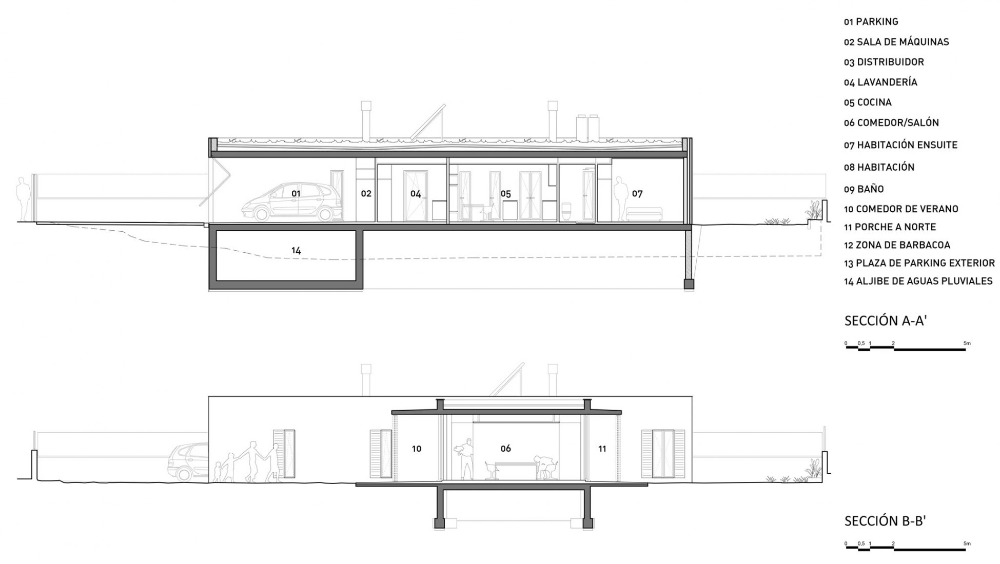 Secciones. Casa es Carnatge por MIEL Arquitectos. Imagen cortesía de MIEL Arquitectos