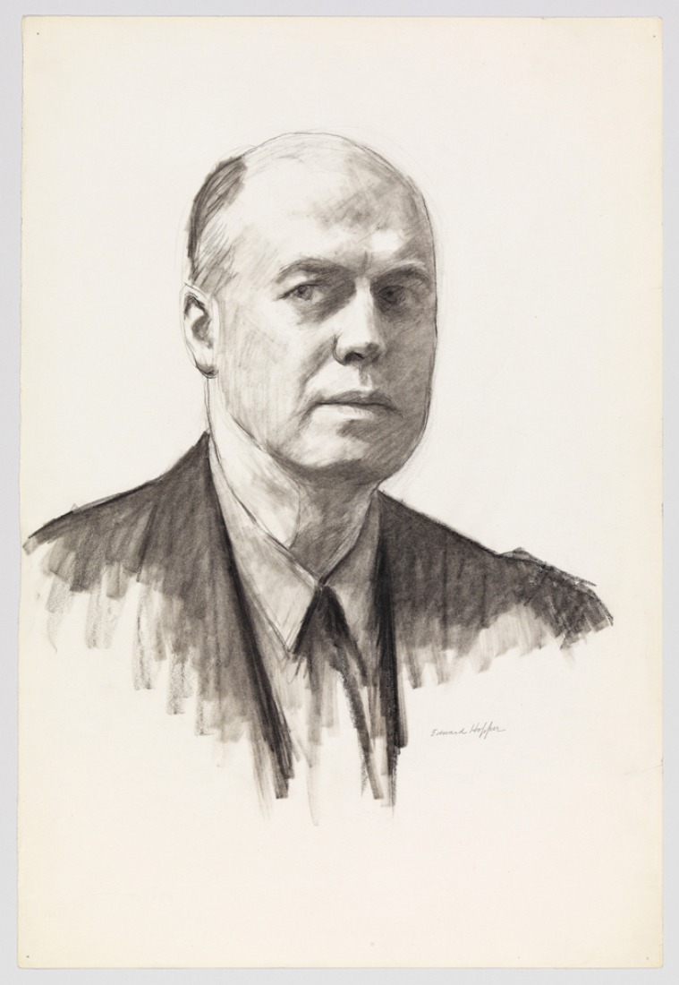 Edward Hopper (1882–1967). Self-Portrait, 1945. Tiza y carboncillo sobre papel, 22 x 14 15/16 in. (55.9 x 37.9 cm). Whitney Museum of American Art, New York; Josephine N. Hopper Bequest  70.287.