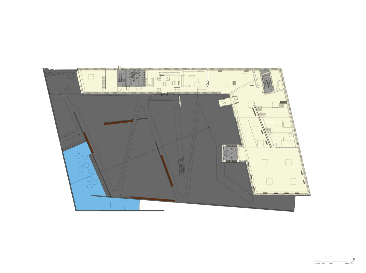 First floor, Nanjing Sifang Art Museum by Steven Holl. 