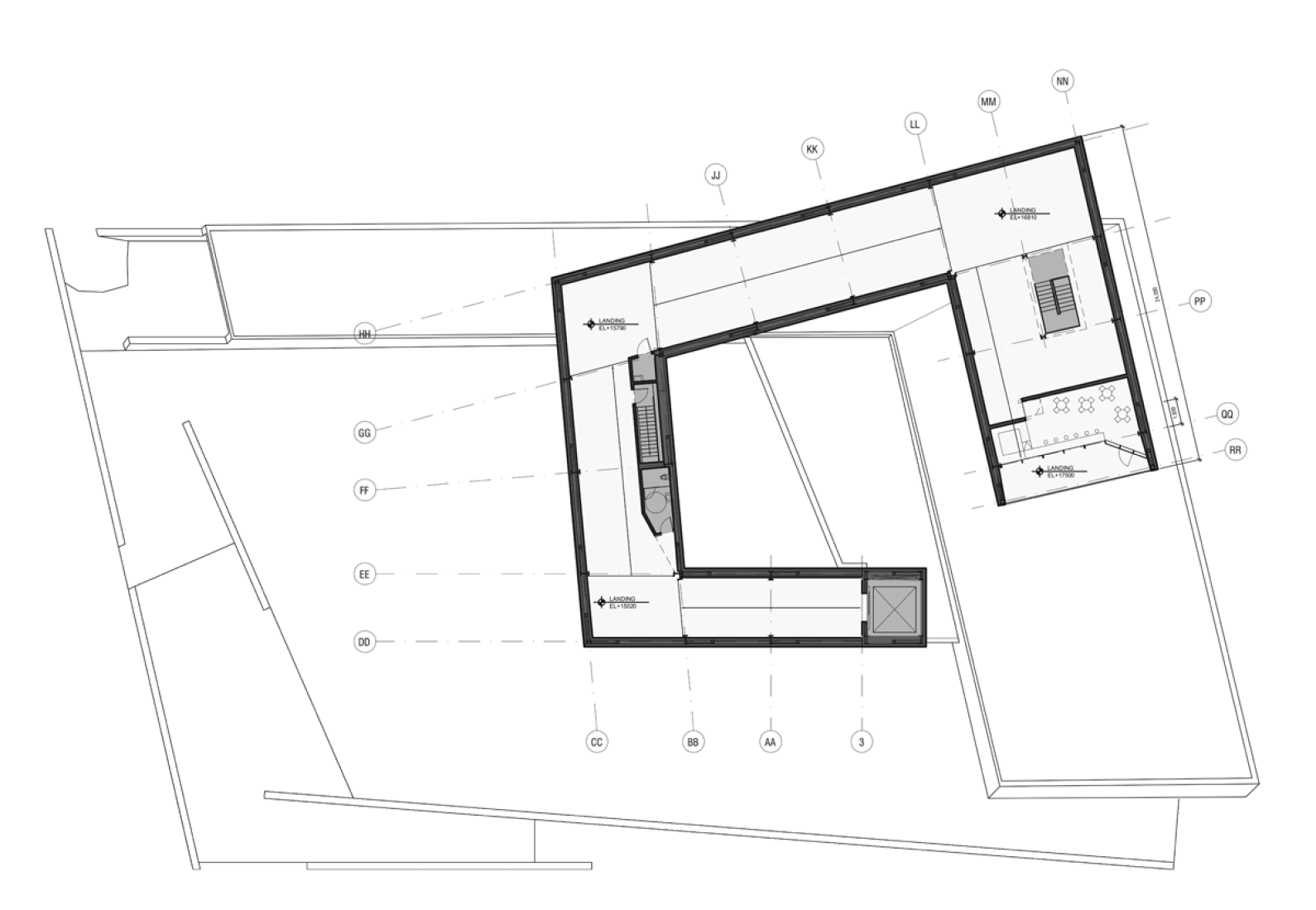 Floating gallery floor, Nanjing Sifang Art Museum by Steven Holl. 