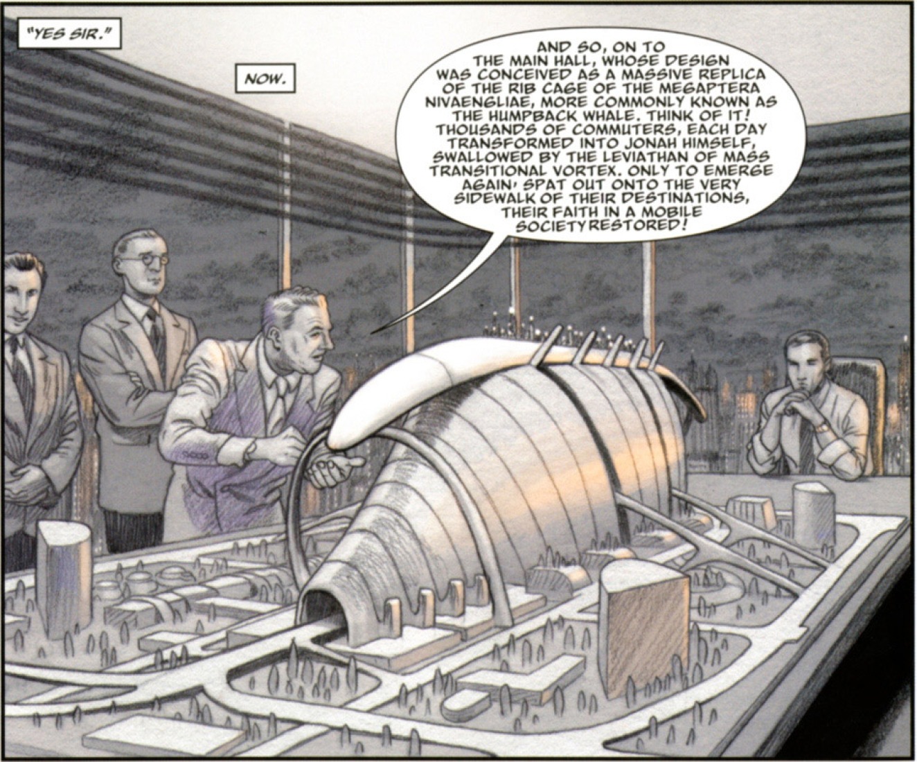 La esperpéntica propuesta a lo Santiago Calatrava en "Batman: Death by Design". Cortesía de DC Comics.