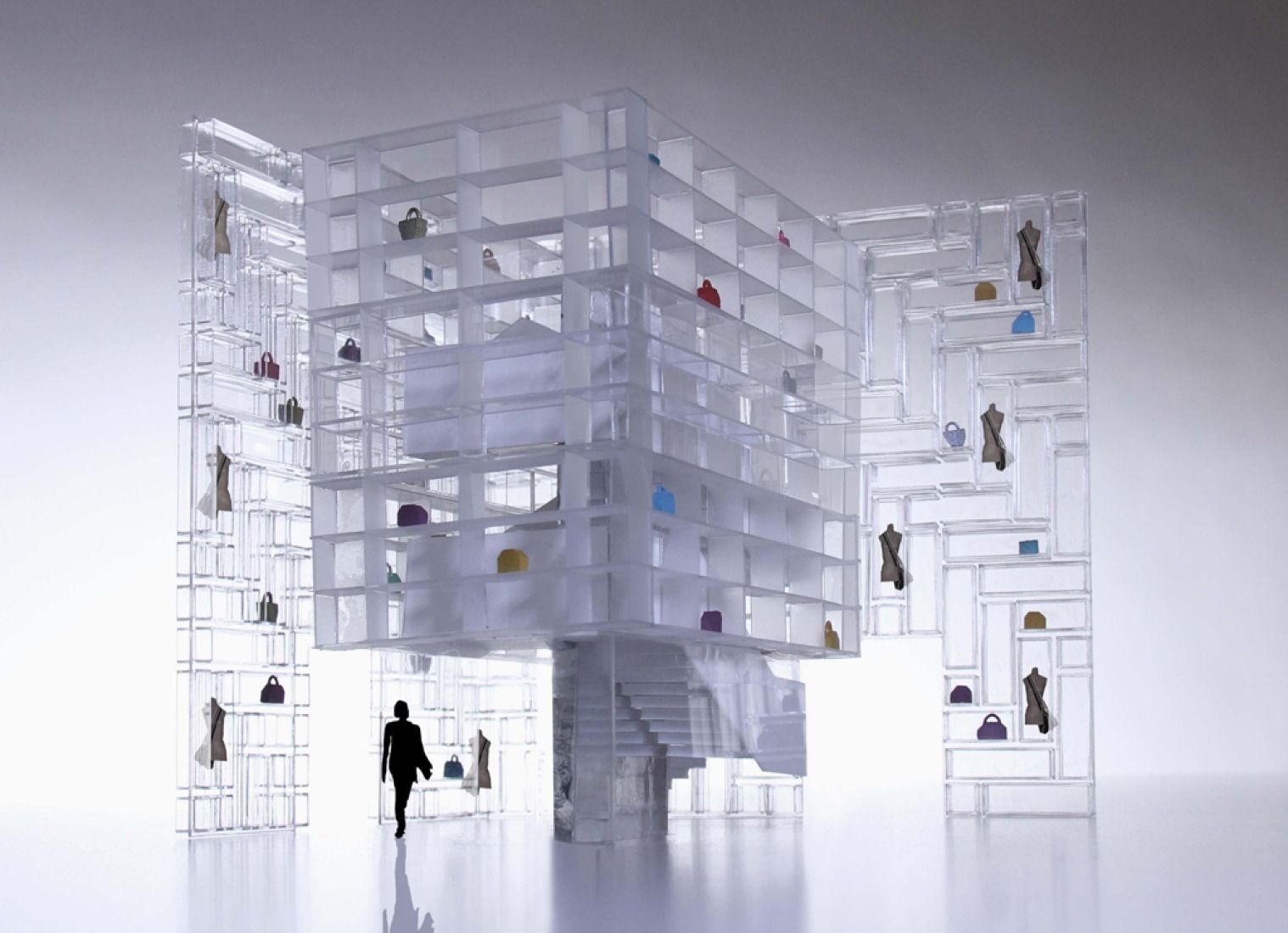 Maqueta. Torre flotando desde el interior. Copyright y cortesía de OMA.