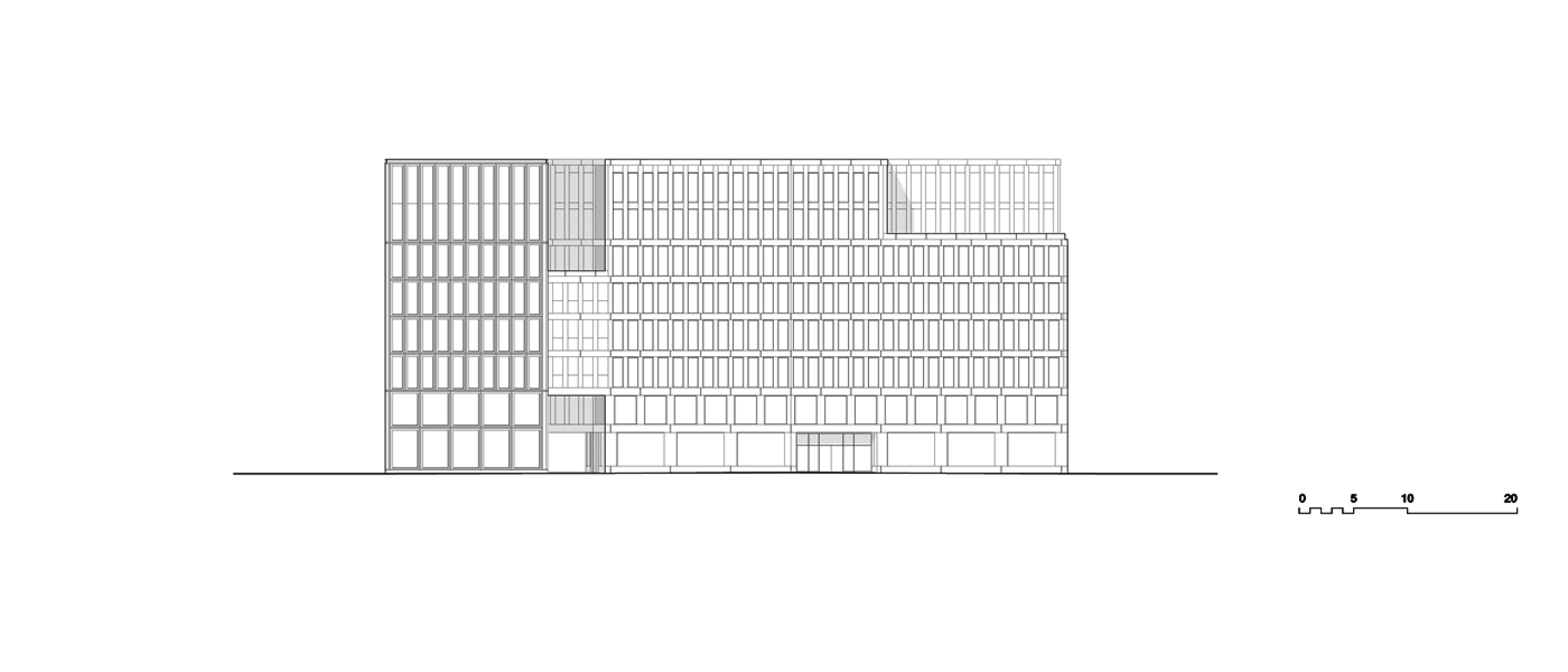 Alzado por Eisgasse. Eisgasse House, Europaallee 21, por Max Dudler. Imagen © cortesía de David Chipperfield Architects