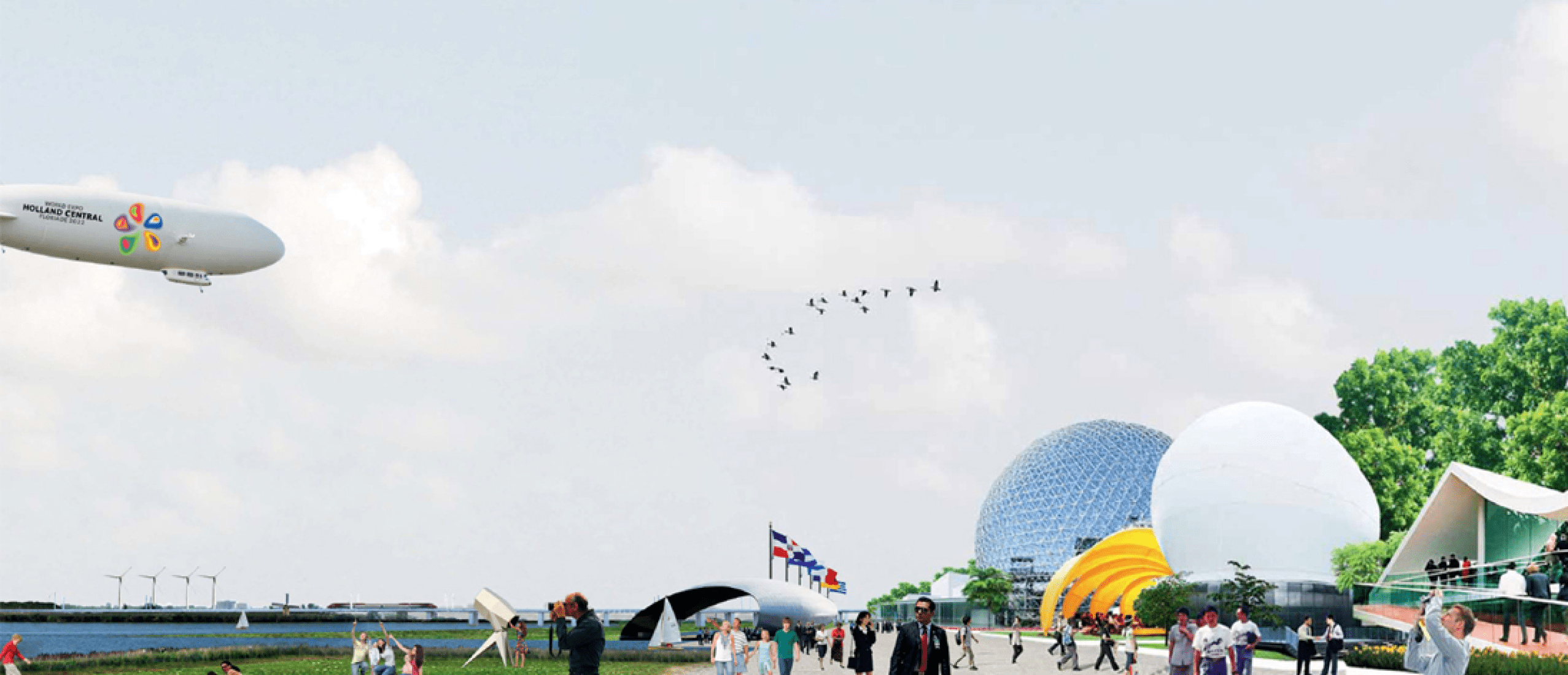 Montaje. World Expo Floriade 2022, por OMA. Cortesía de Floriade2022.