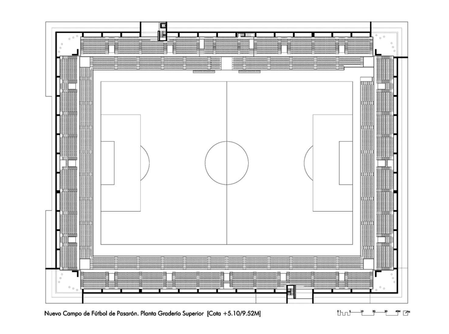 Grandstand floor, New Estadium in Pasaron by esús Llamazares and Galo Zayas. Courtesy of ACXT Arquitectos.