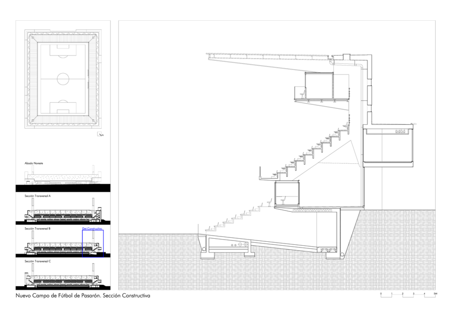 Constructive detail.New Estadium in Pasaron by esús Llamazares and Galo Zayas. Courtesy of ACXT Arquitectos.
