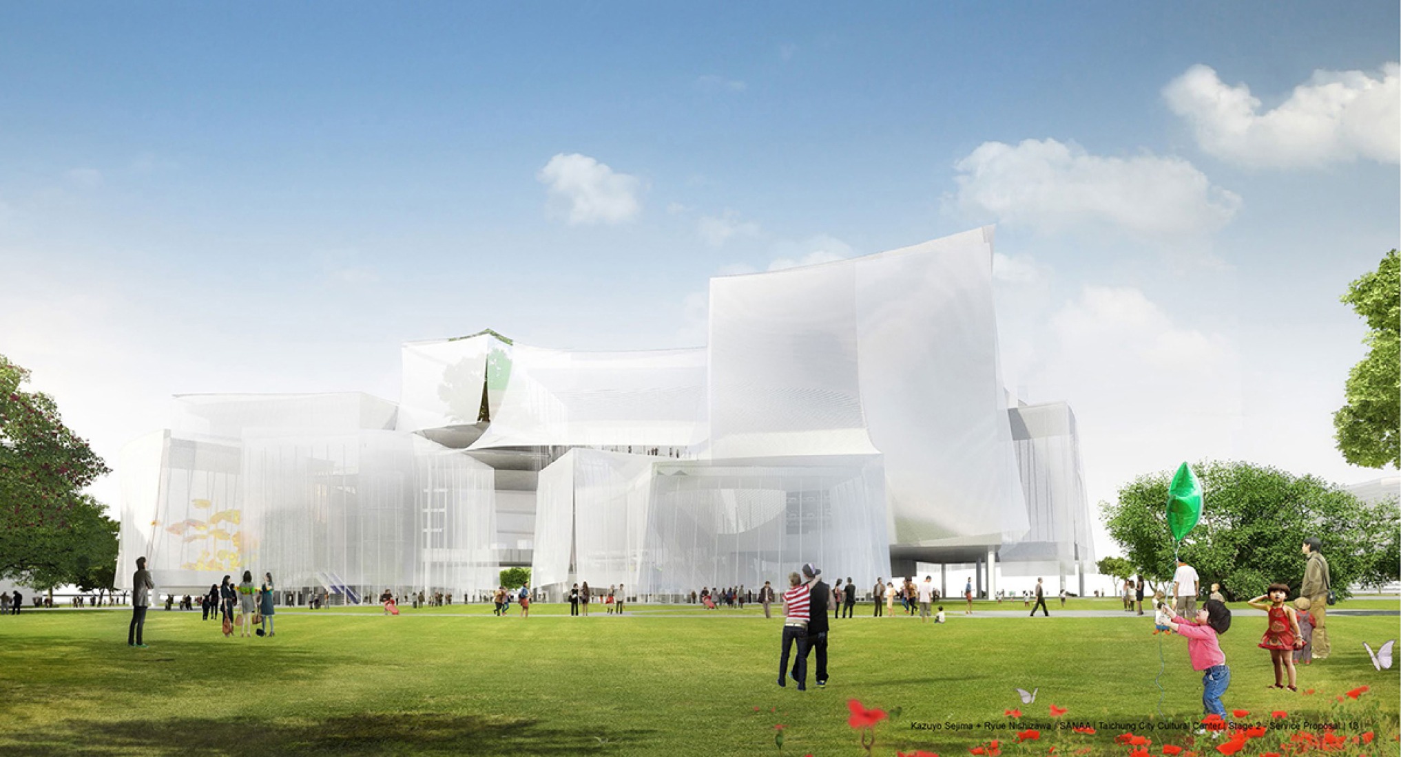 Primer Premio. Propuesta de SANAA. Imagen del proyecto. Taichung City Cultural Center.
