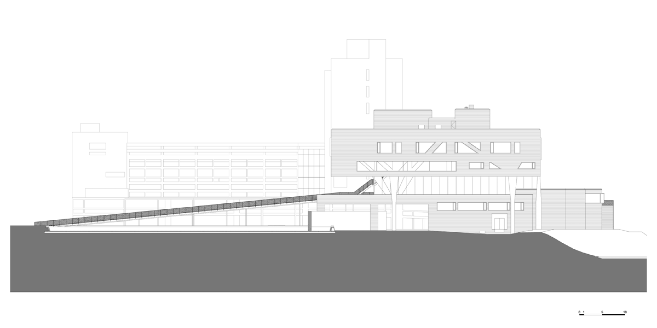West elevation, deSingel International Arts Campus by Stéphane Beel Architects. Courtesy of SBA.
