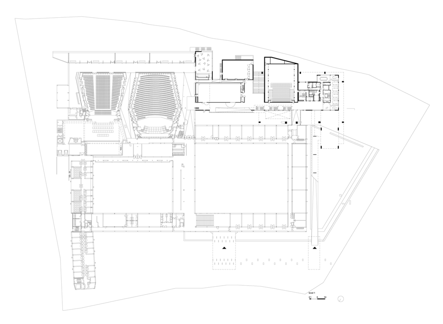 Level 1, deSingel International Arts Campus by Stéphane Beel Architects. Courtesy of SBA.