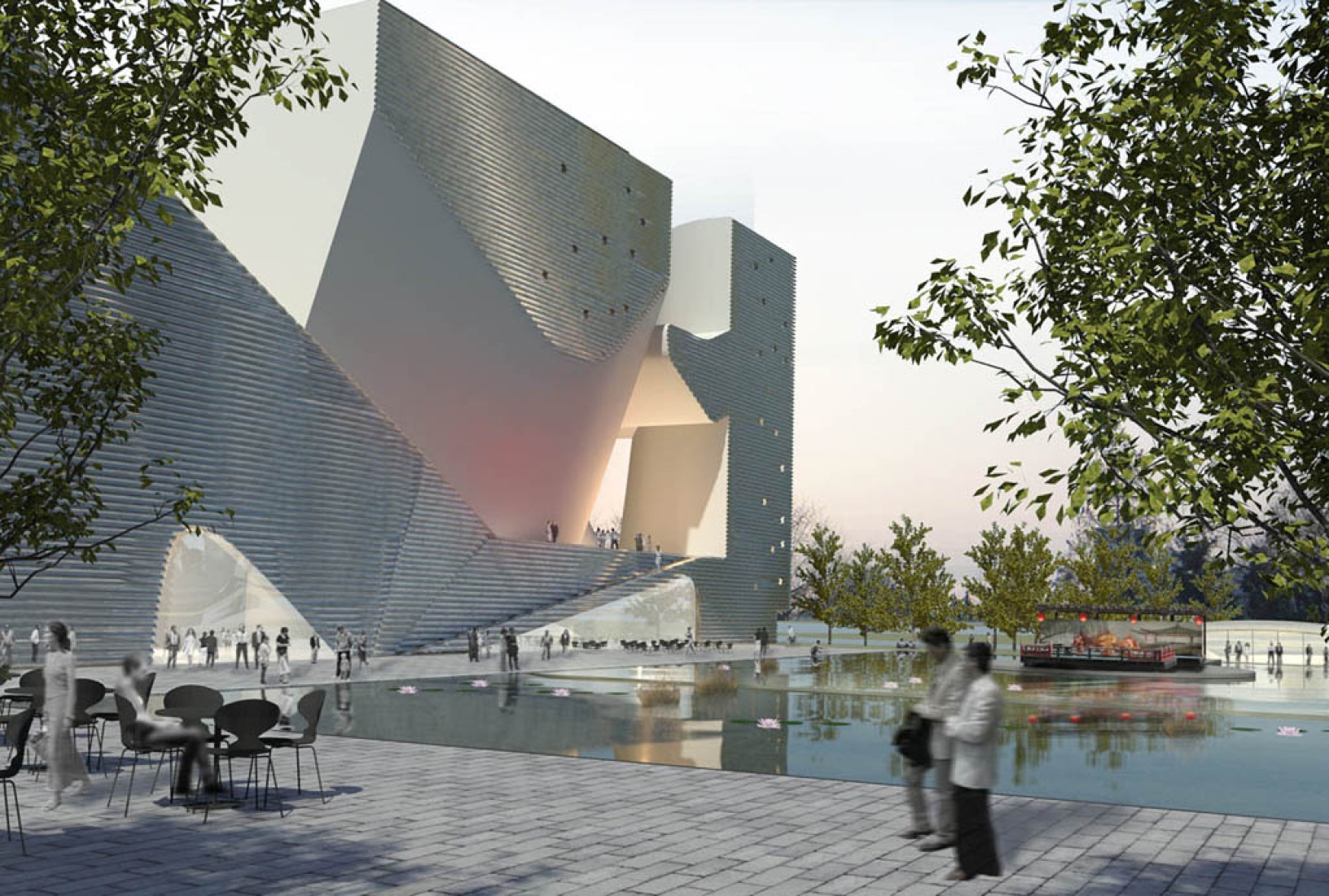 Visualización. Tianjin Ecociudad Ecología y planificación de Museos diseñados por Steven Holl Architects.