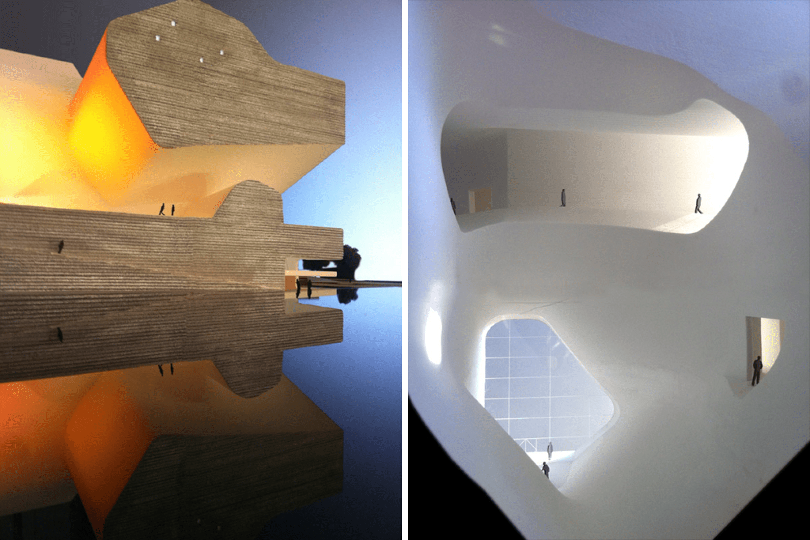Vista interior de la maqueta. Tianjin Ecociudad Ecología y planificación de Museos diseñados por Steven Holl Architects.