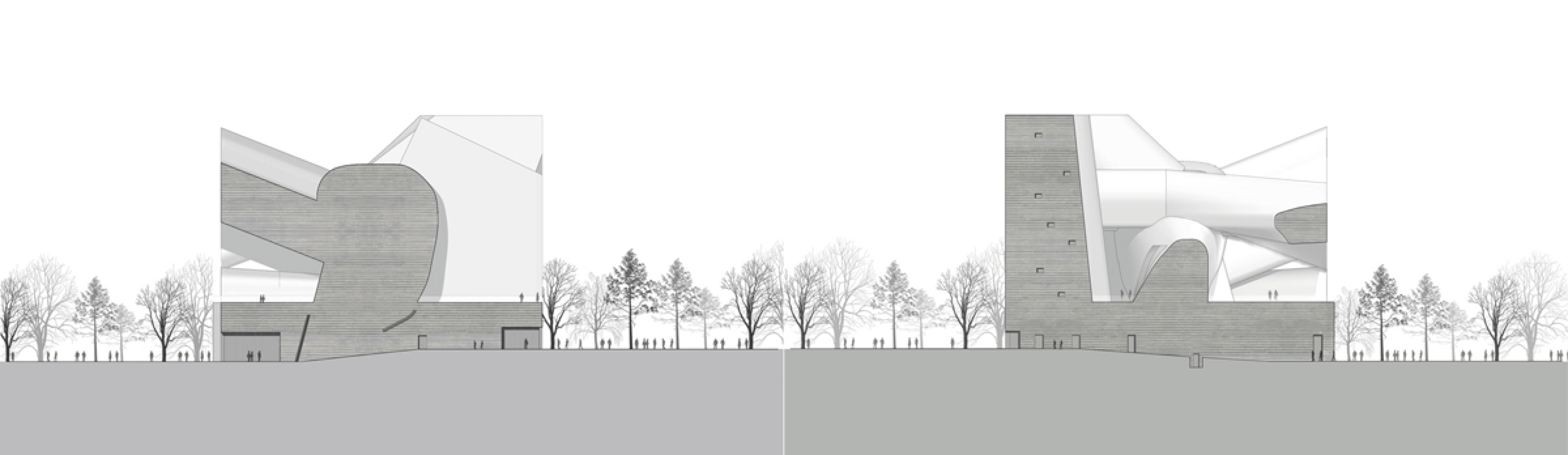 Secciones. Tianjin Ecociudad Ecología y planificación de Museos diseñados por Steven Holl Architects.
