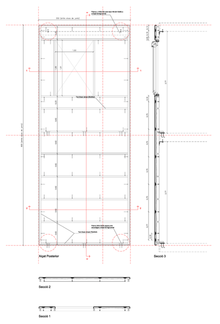 Constructive detail, Collective housing in Torre Baró by Josep Miàs.