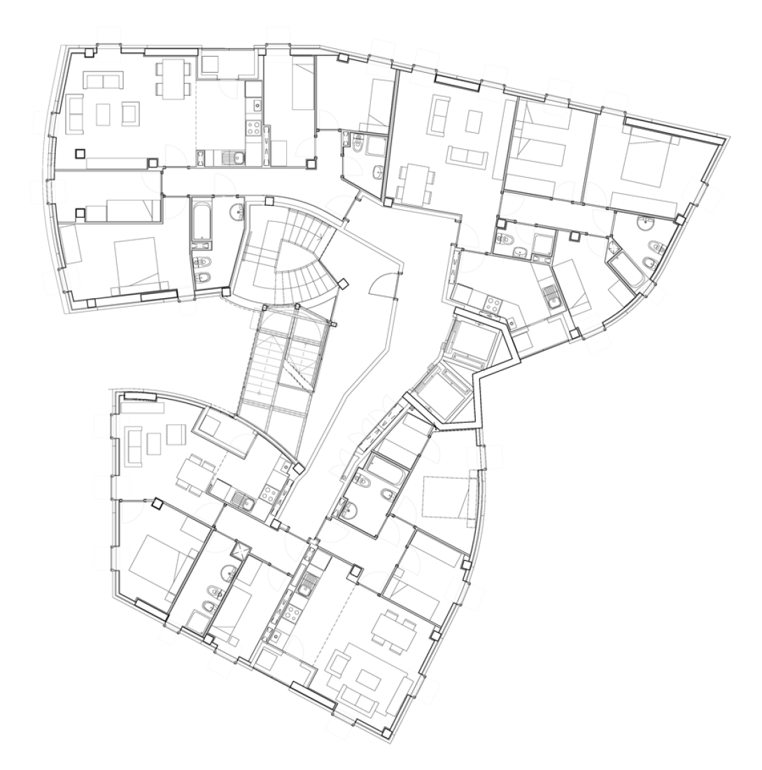 Seventh floor, Collective housing in Torre Baró by Josep Miàs.