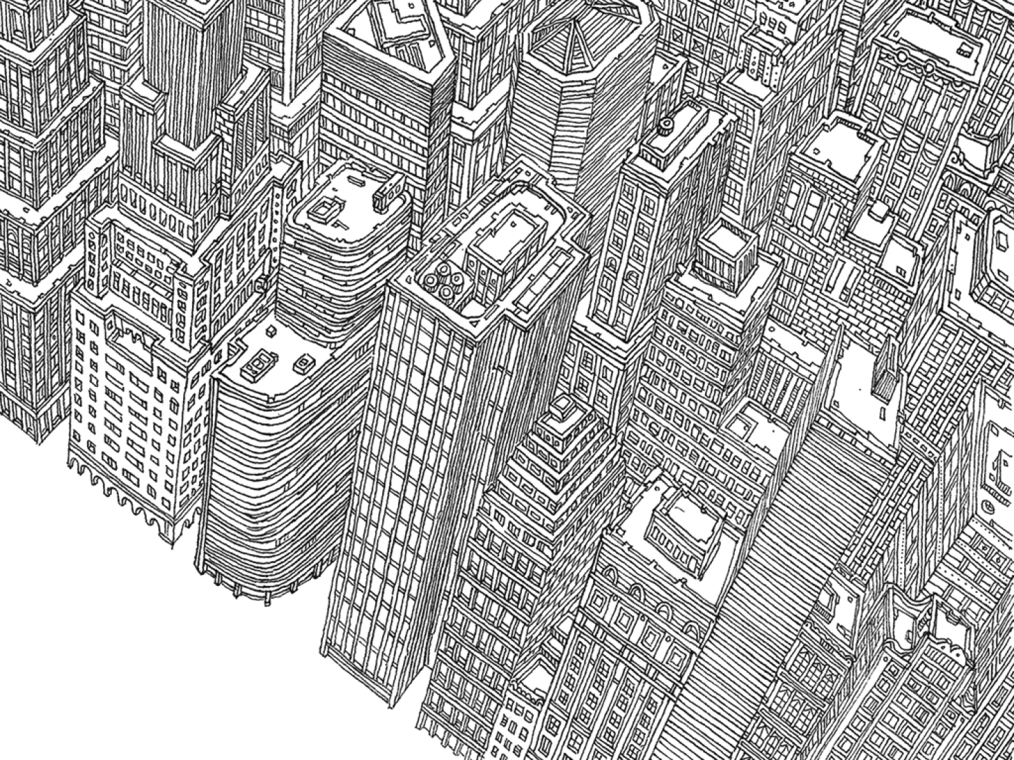 Dibujos, “New York Perceptions", por Vasco Mourão para la revista The New Yorker, abril 23, 2012.