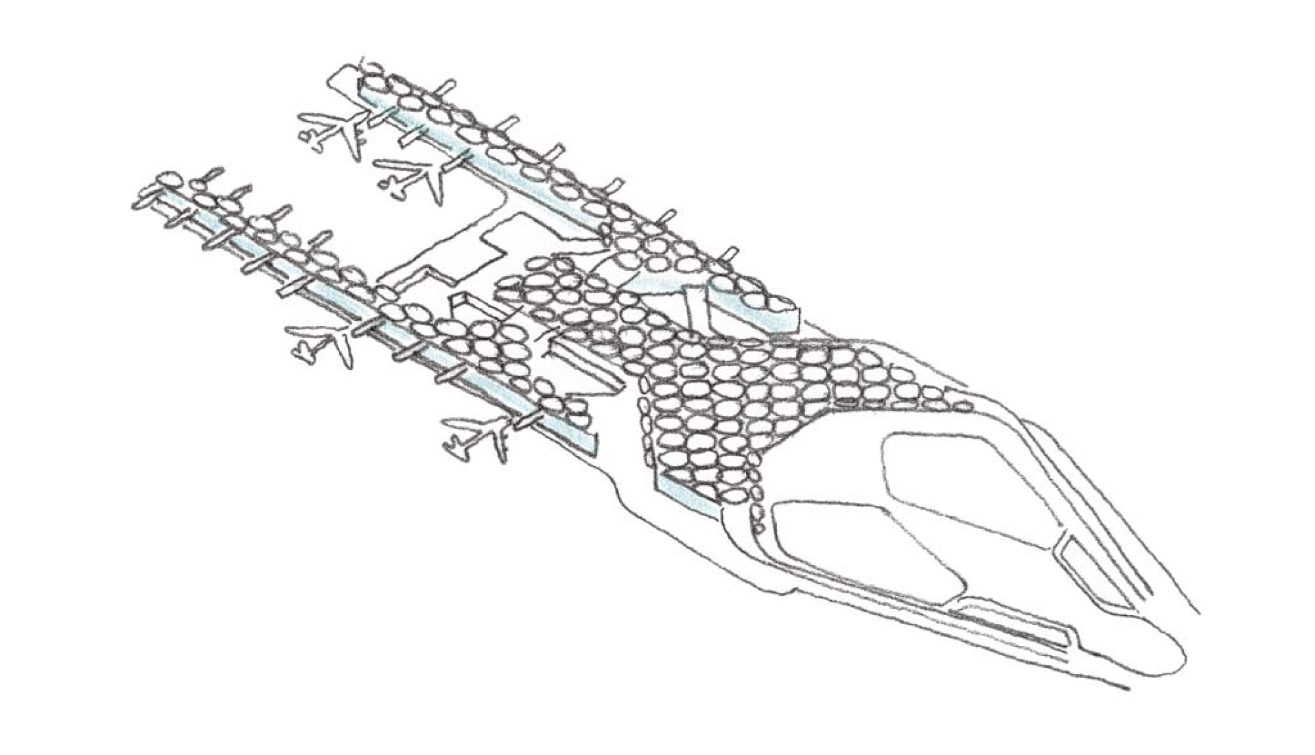 Croquis. Aeropuerto Internacional Queen Alia por Foster & Partners.
