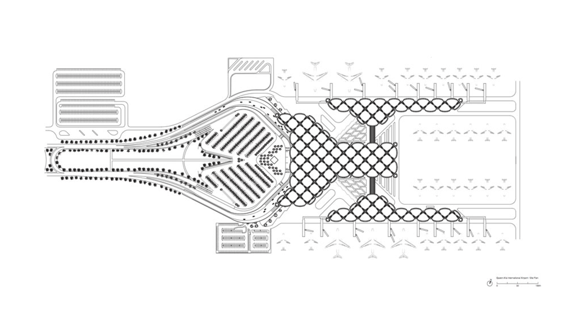Planta de cubierta. Aeropuerto Internacional Queen Alia por Foster & Partners.