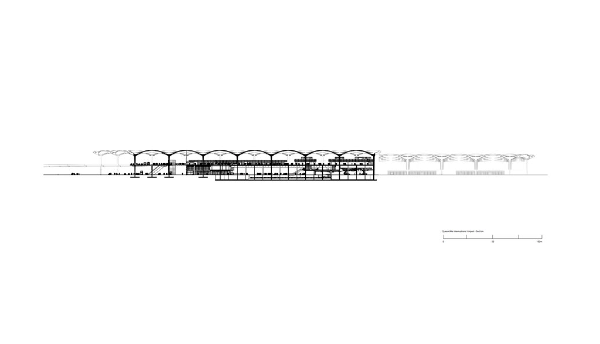 Sección. Aeropuerto Internacional Queen Alia por Foster & Partners.
