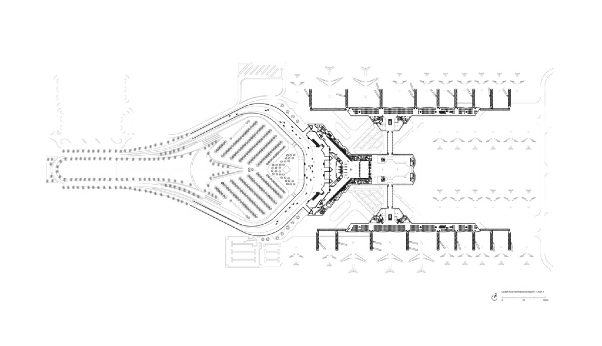 Planta primera. Aeropuerto Internacional Queen Alia por Foster & Partners.