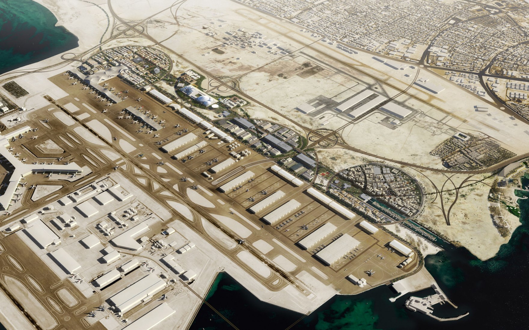 OMA masterplans Airport City for HIA Airport in Doha, Qatar.