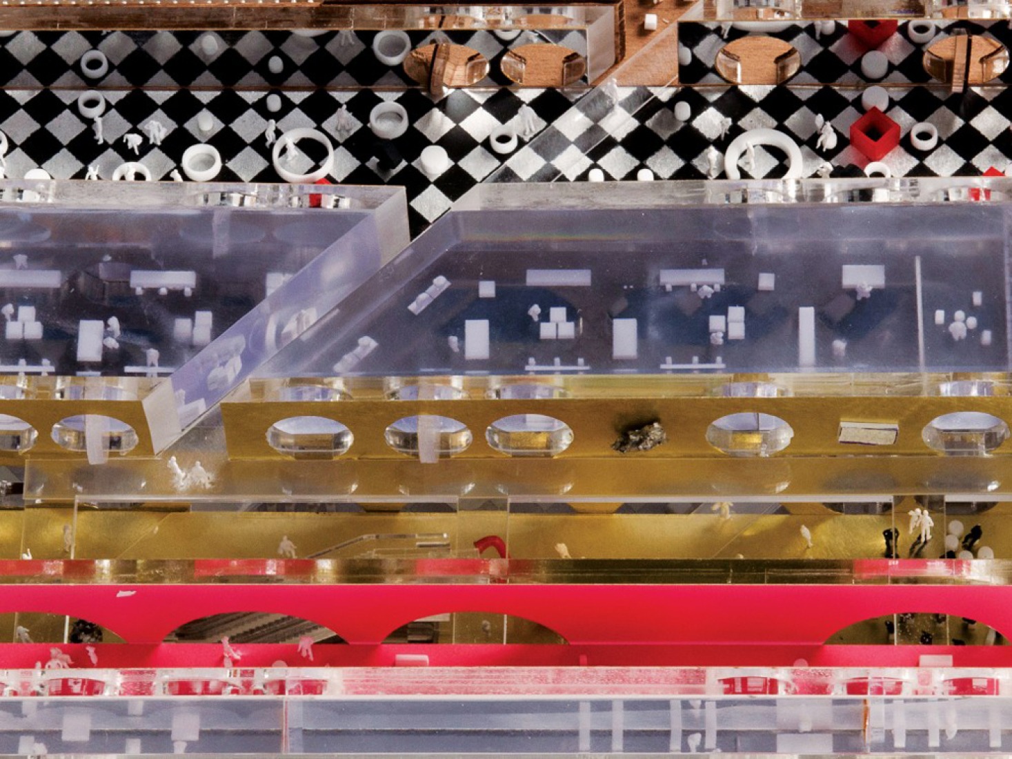 Detail model. The Exhibition Hall, Kuwait City, by OMA. 
