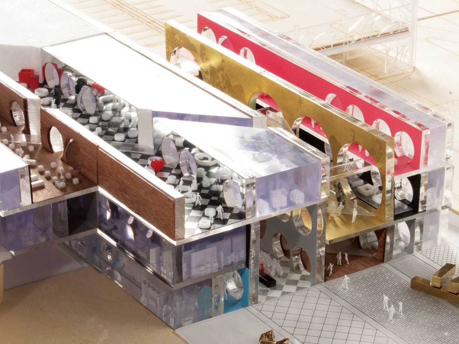 The galleries serve multiple functions, both cultural and commercial. The Exhibition Hall, Kuwait City, by OMA. 