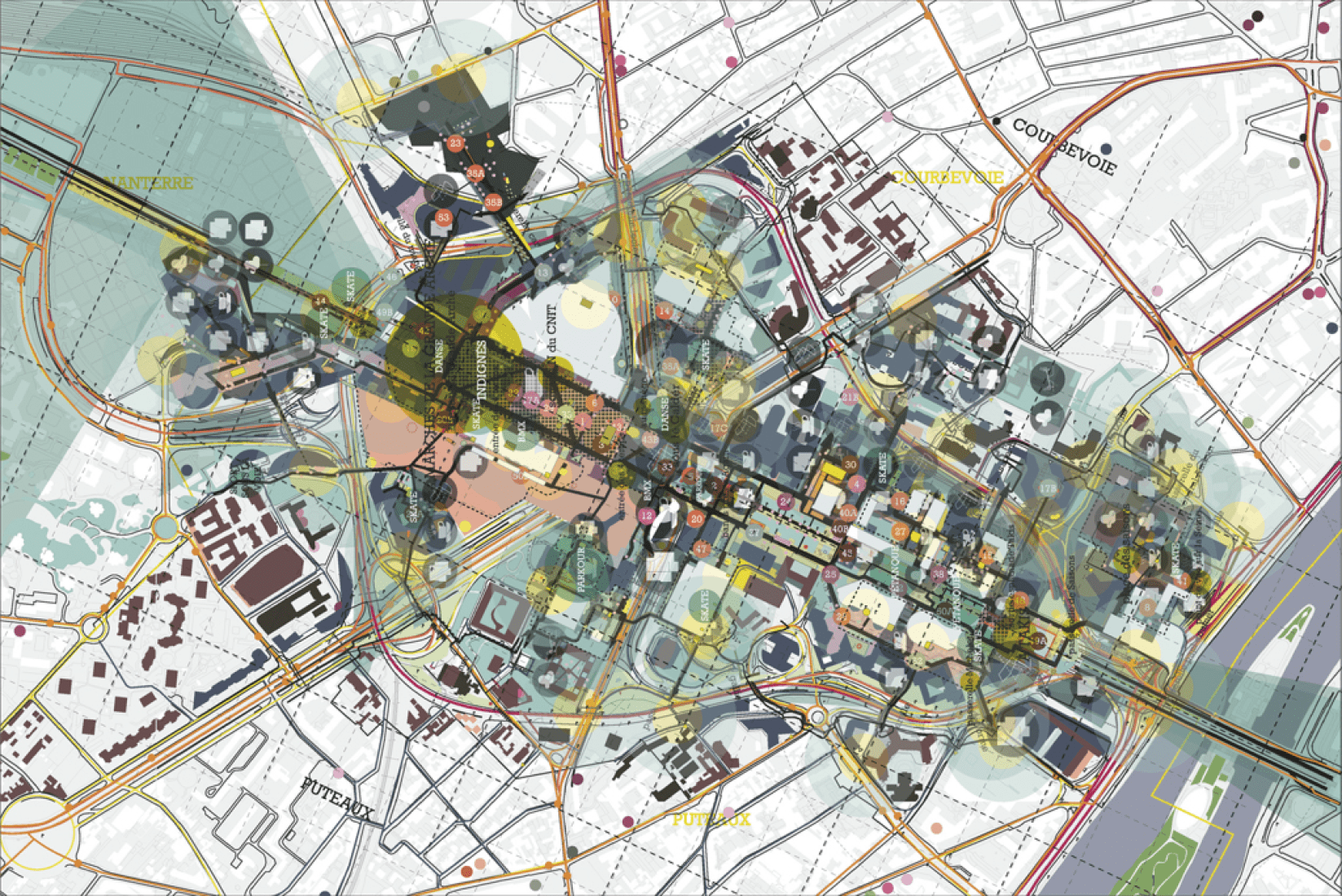 Plano de situación. Masterplan en el distrito financiero de La Défense, París. Cortesía de AWP-HHF.