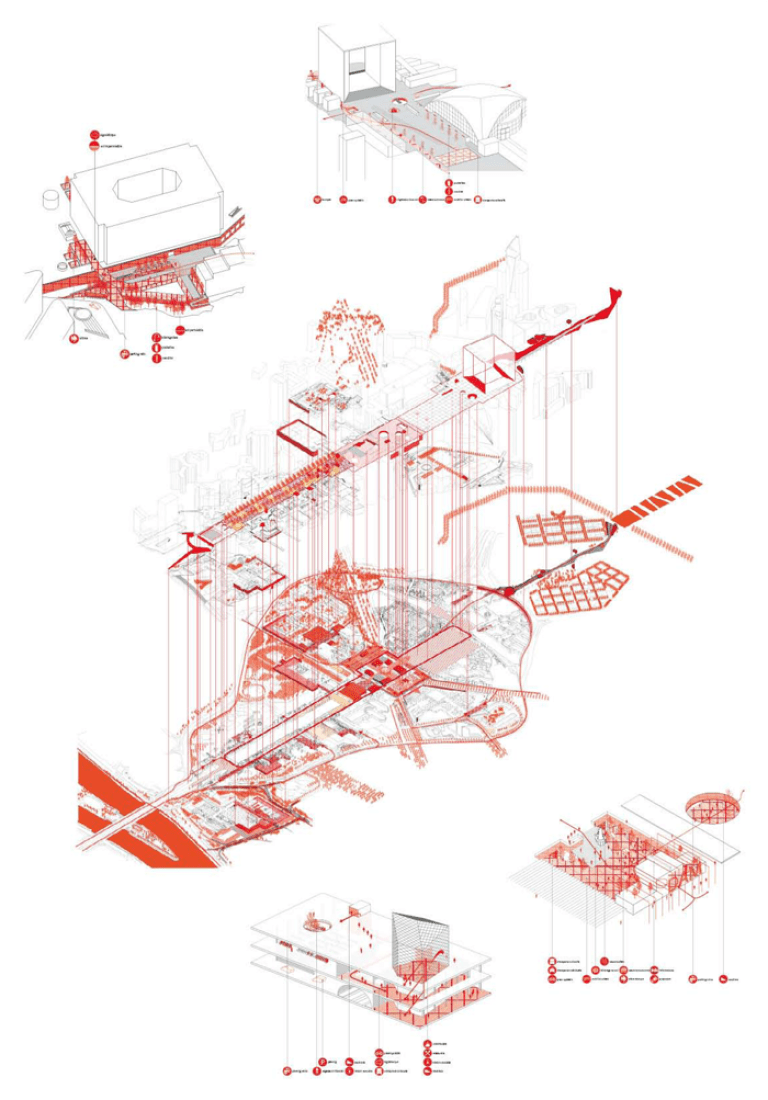 Diagramas de la propuesta para el Masterplan en el distrito financiero de La Défense, París. Cortesía de AWP-HHF. 