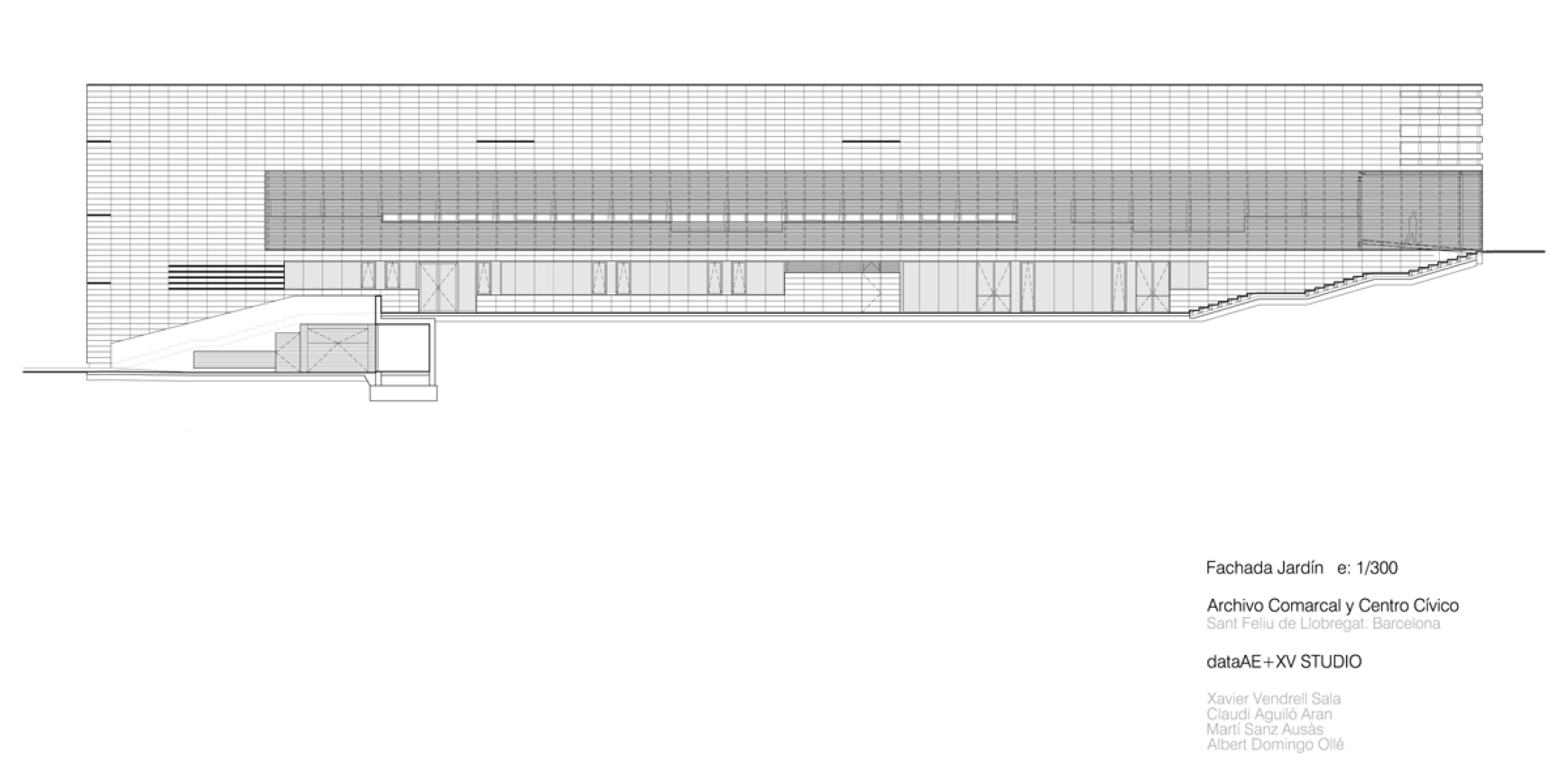Elevation. Comarcal Archive and Civic Center by dataAE + XVStudio.