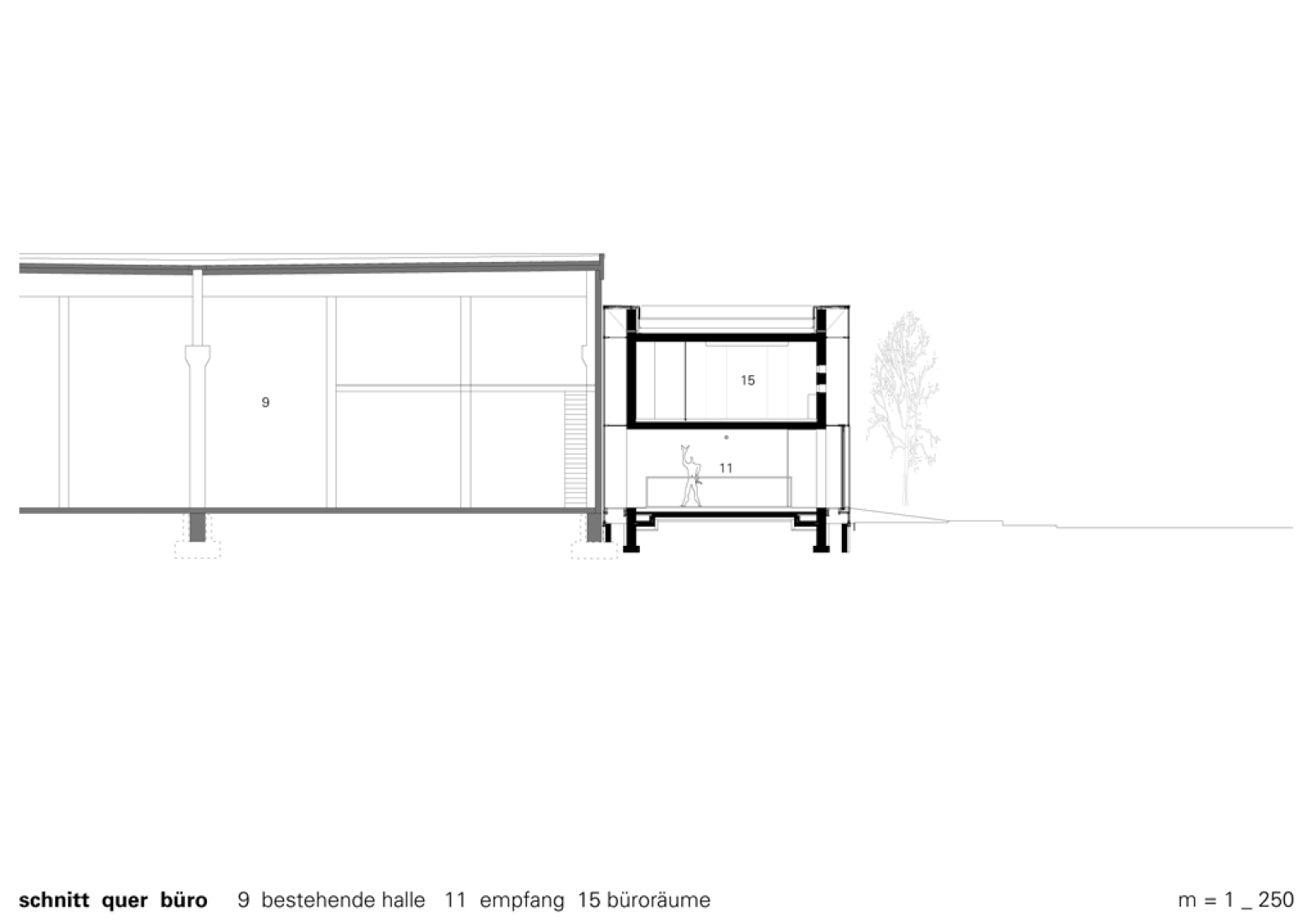 Sección transversal, Centro de Conocimientos Glastroesch por Becker Architekten.