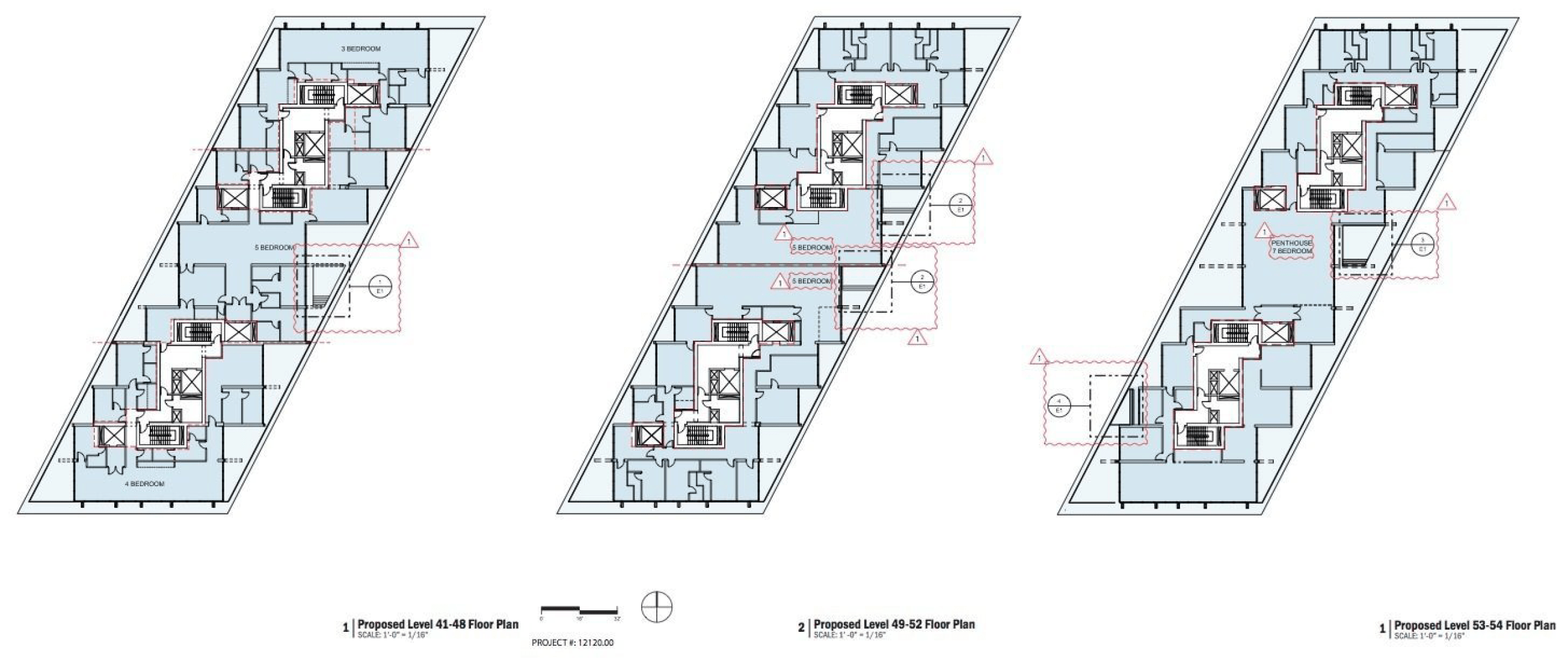 Levels 41-54 Floor plan. Jade Signature Tower by Herzog & de Meuron. Image © Jade Signature.
