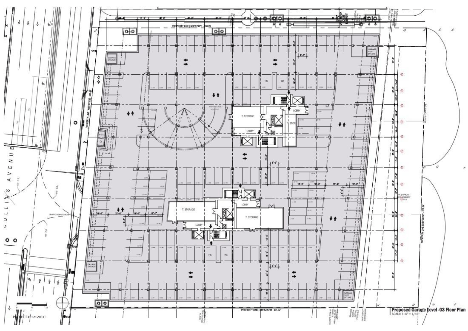 Garage Level -3 Floor plan. Jade Signature Tower by Herzog & de Meuron. Image © Jade Signature.