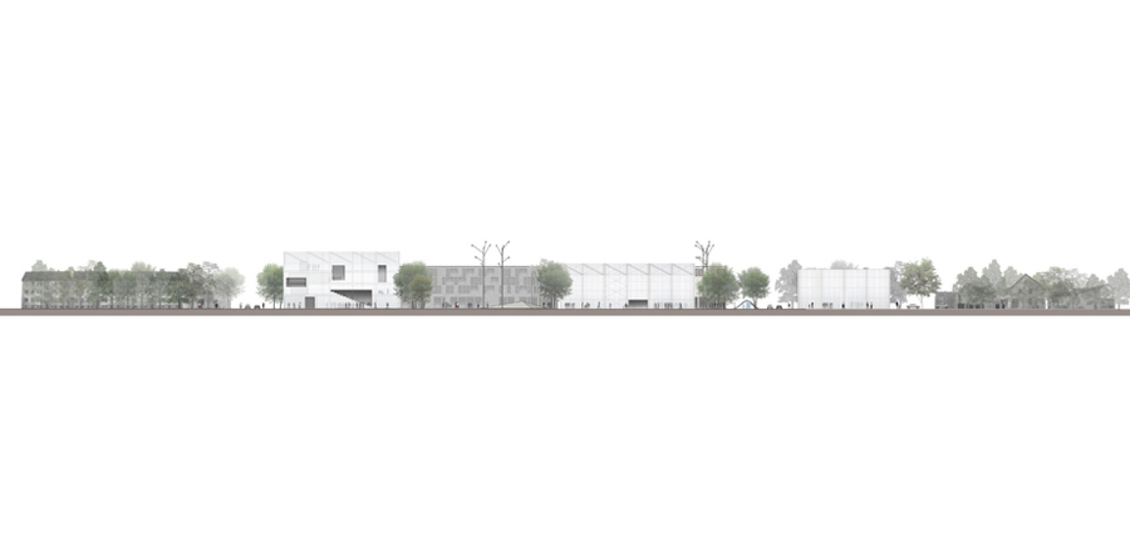 Elevation. Kbm by de+ge in Konigsbrunn, Germany. 2011. Plan courtesy of de+ge.