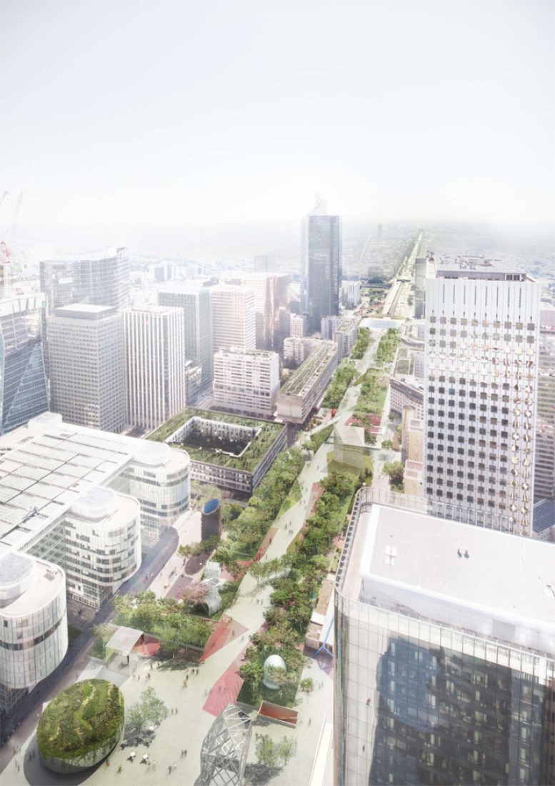 Masterplan en el distrito financiero de La Défense, París. Cortesía de AWP-HHF.