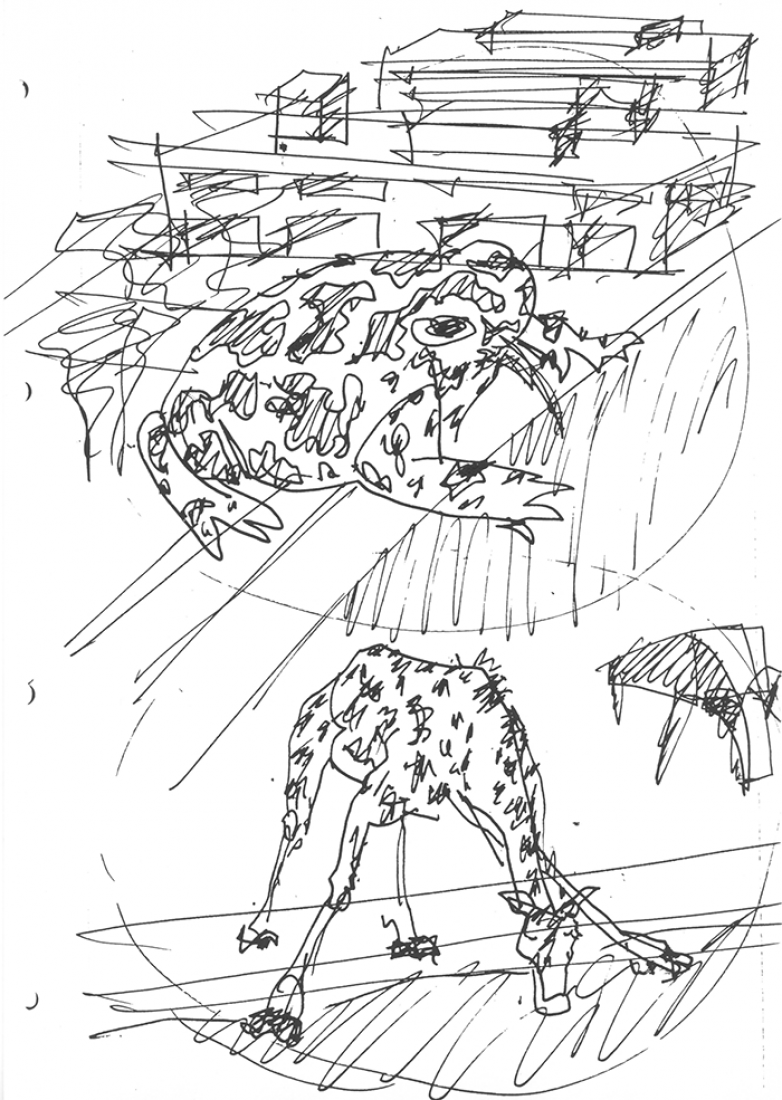 Boceto de Eduardo Souto de Moura. Pabellón polivalente en viana do castelo.