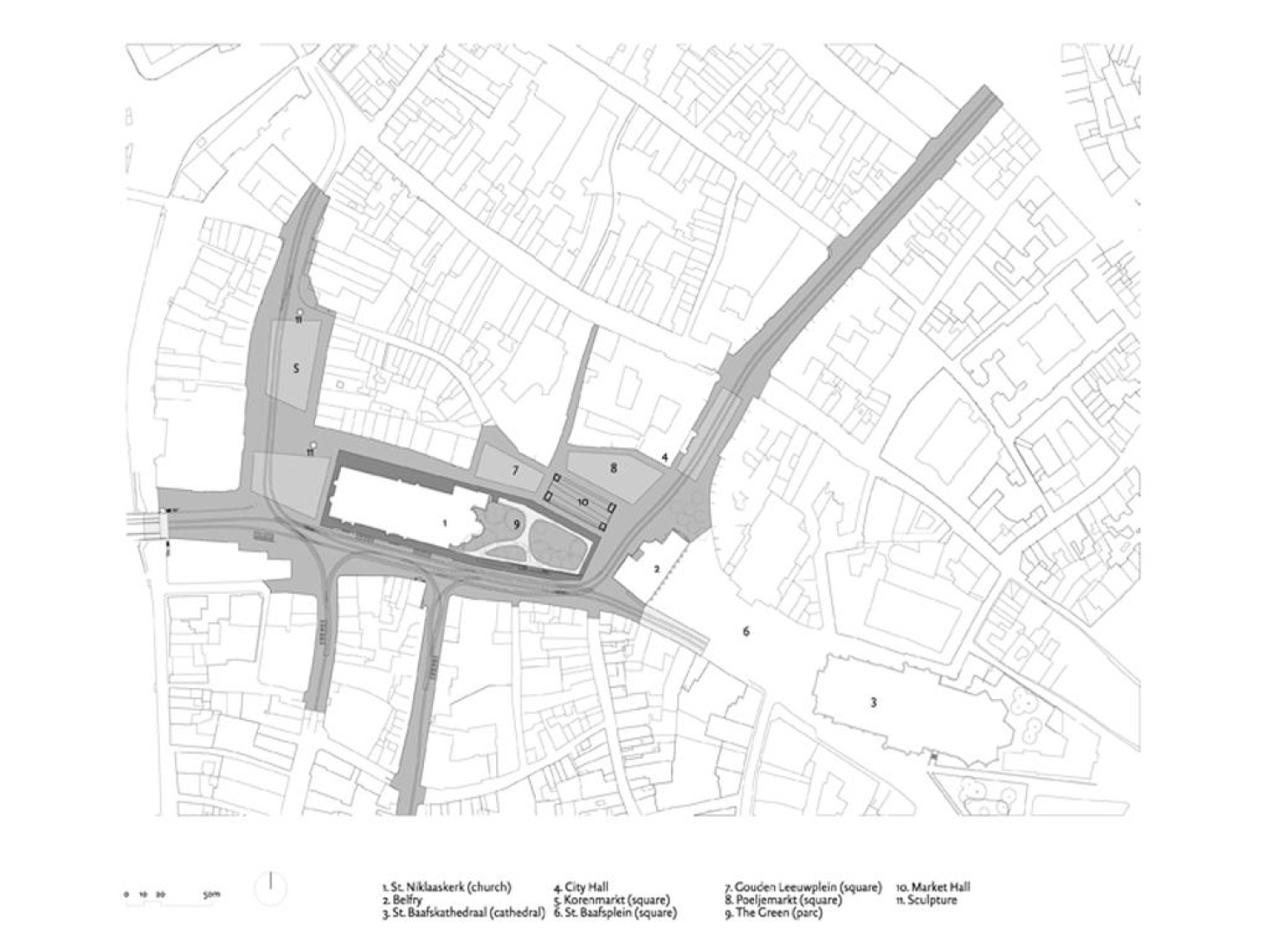Market Hall. Stadshal Gent. Urban site plan.