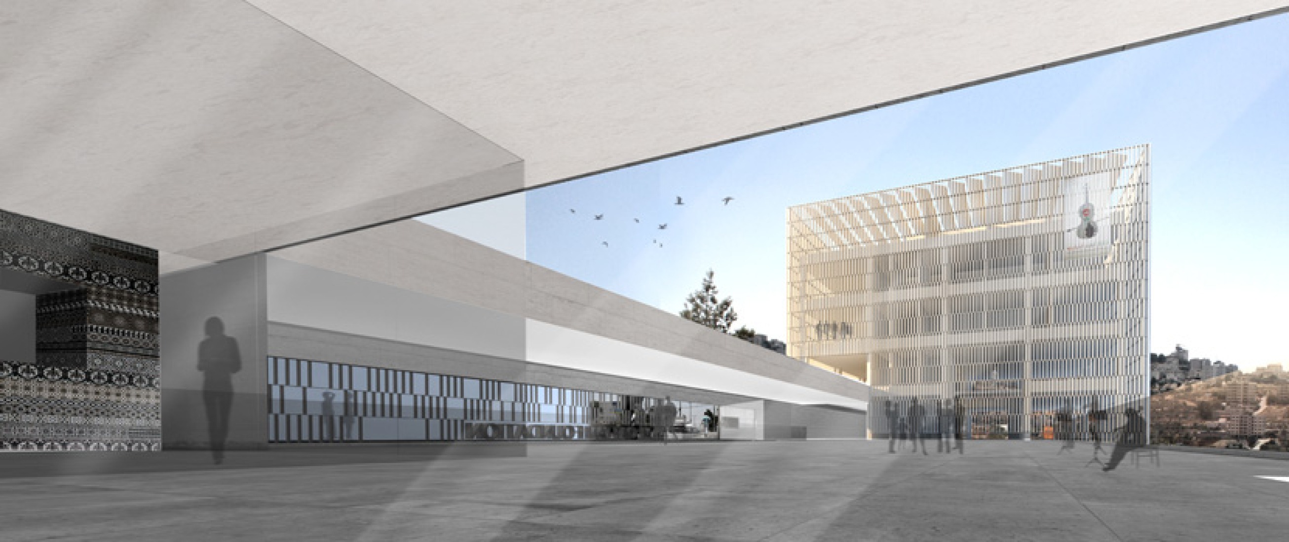 Zonas públicas. Edificio de la A.M. Qattan Foundation en Ramallah por Donaire Arquitectos.oundation Building in Ramallah by Donaire Arquitectos.