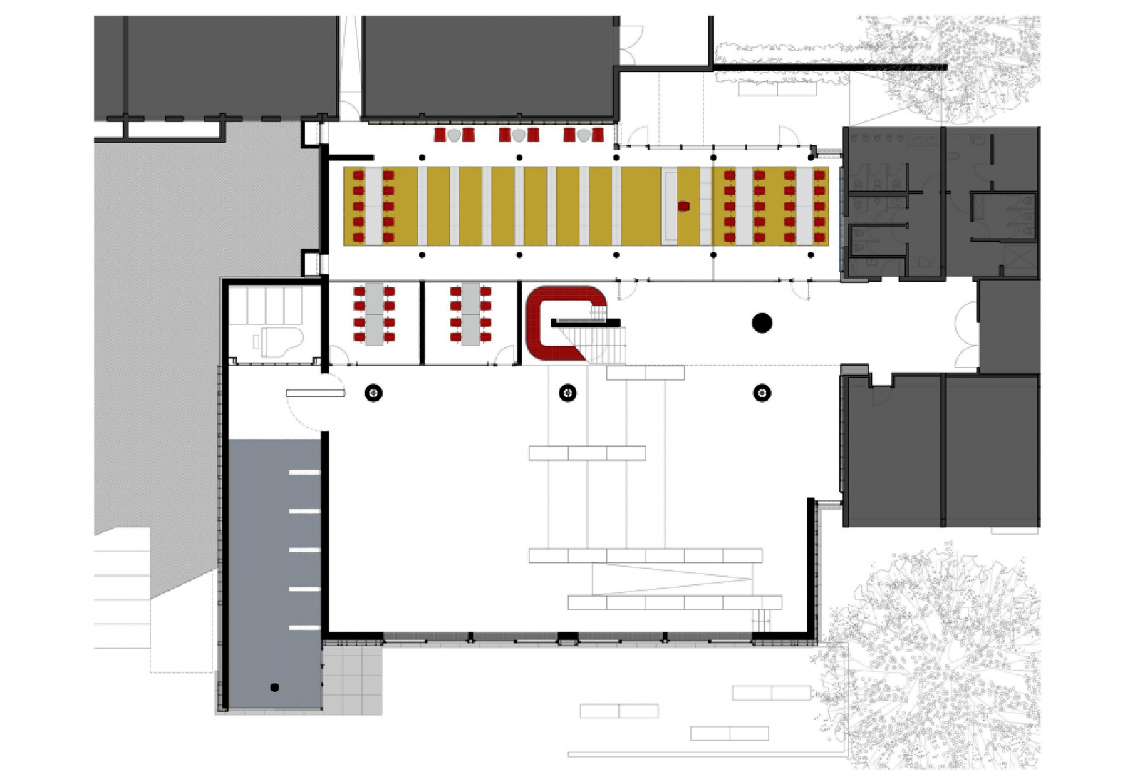 Planta baja. Forum en la Academia Eckenberg por Ecker Architekten.