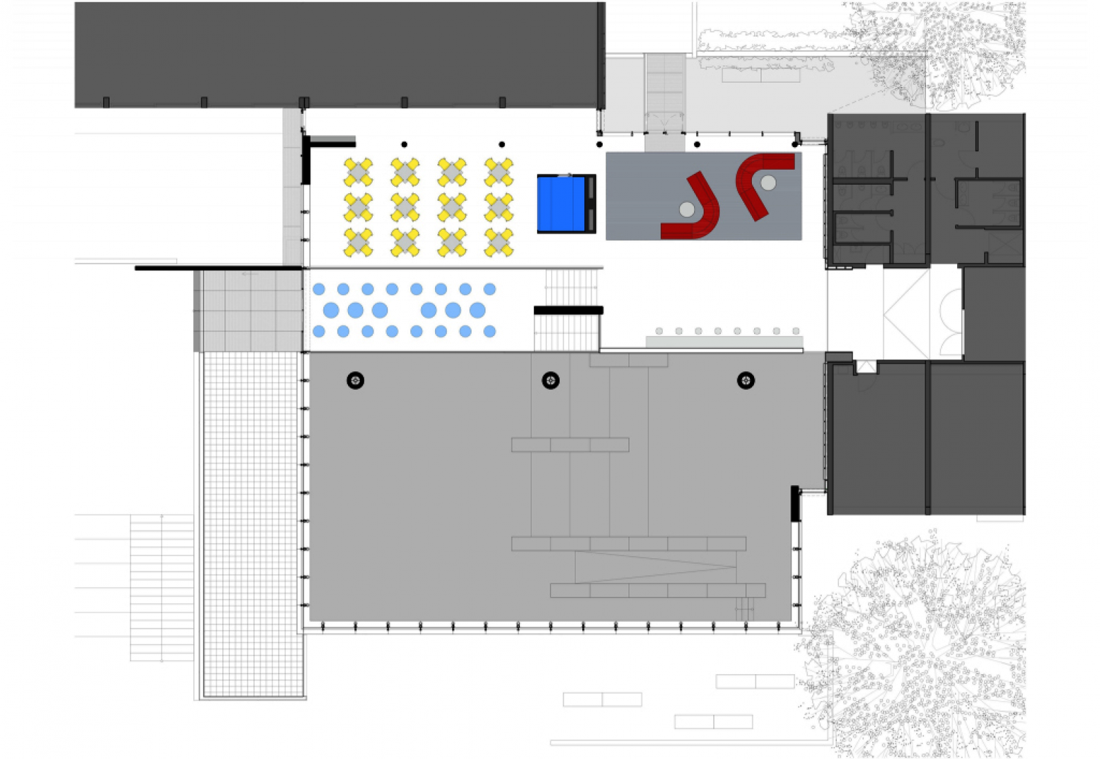 Primera planta. Forum en la Academia Eckenberg por Ecker Architekten.