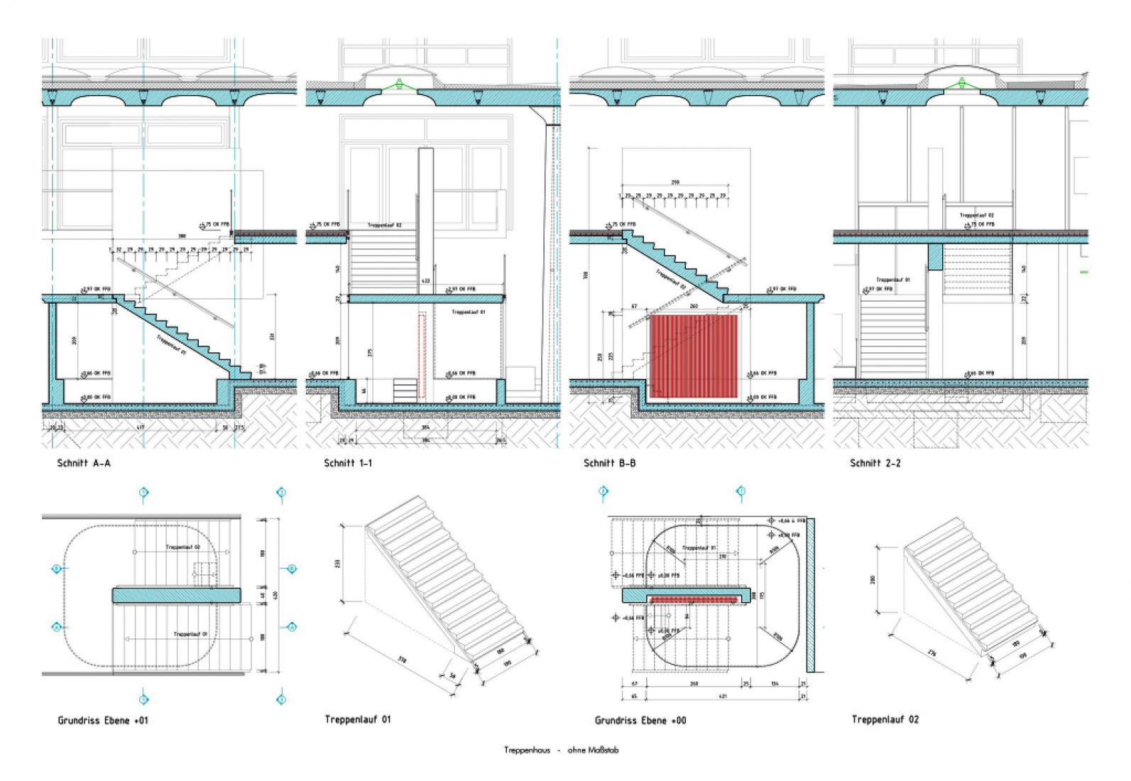 Detalle de escaleras. Forum en la Academia Eckenberg por Ecker Architekten.