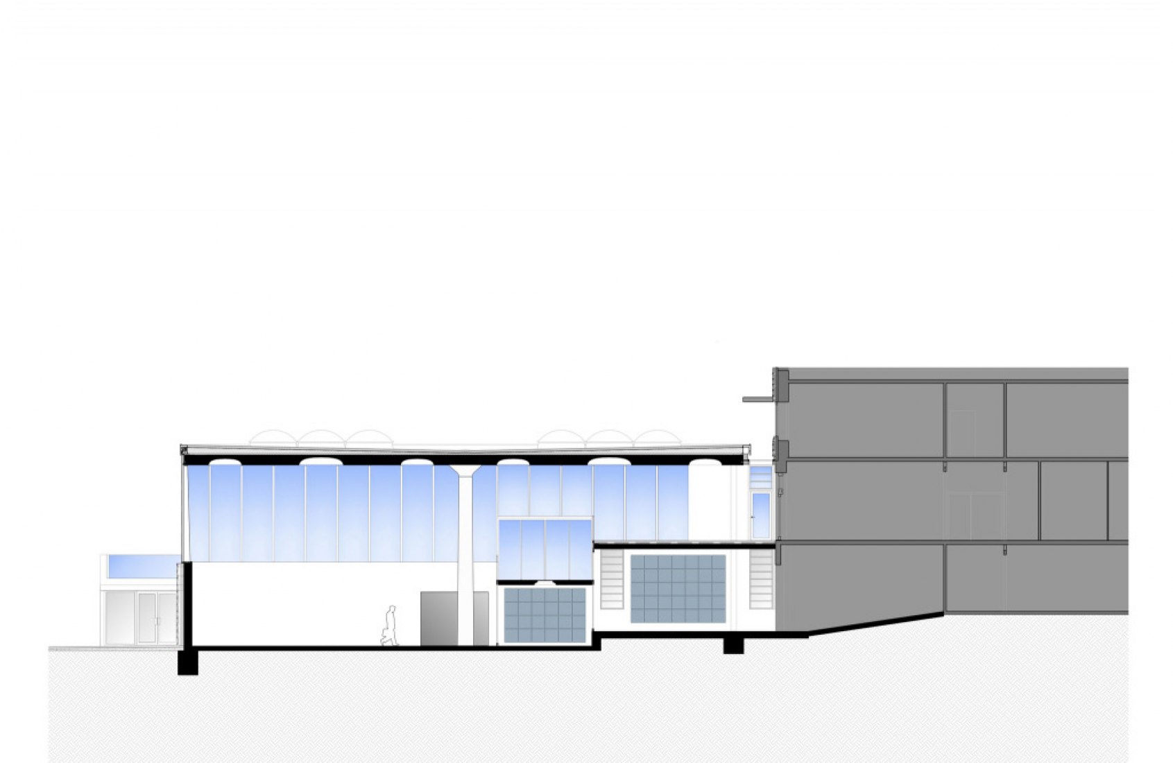 Sección. Forum en la Academia Eckenberg por Ecker Architekten.