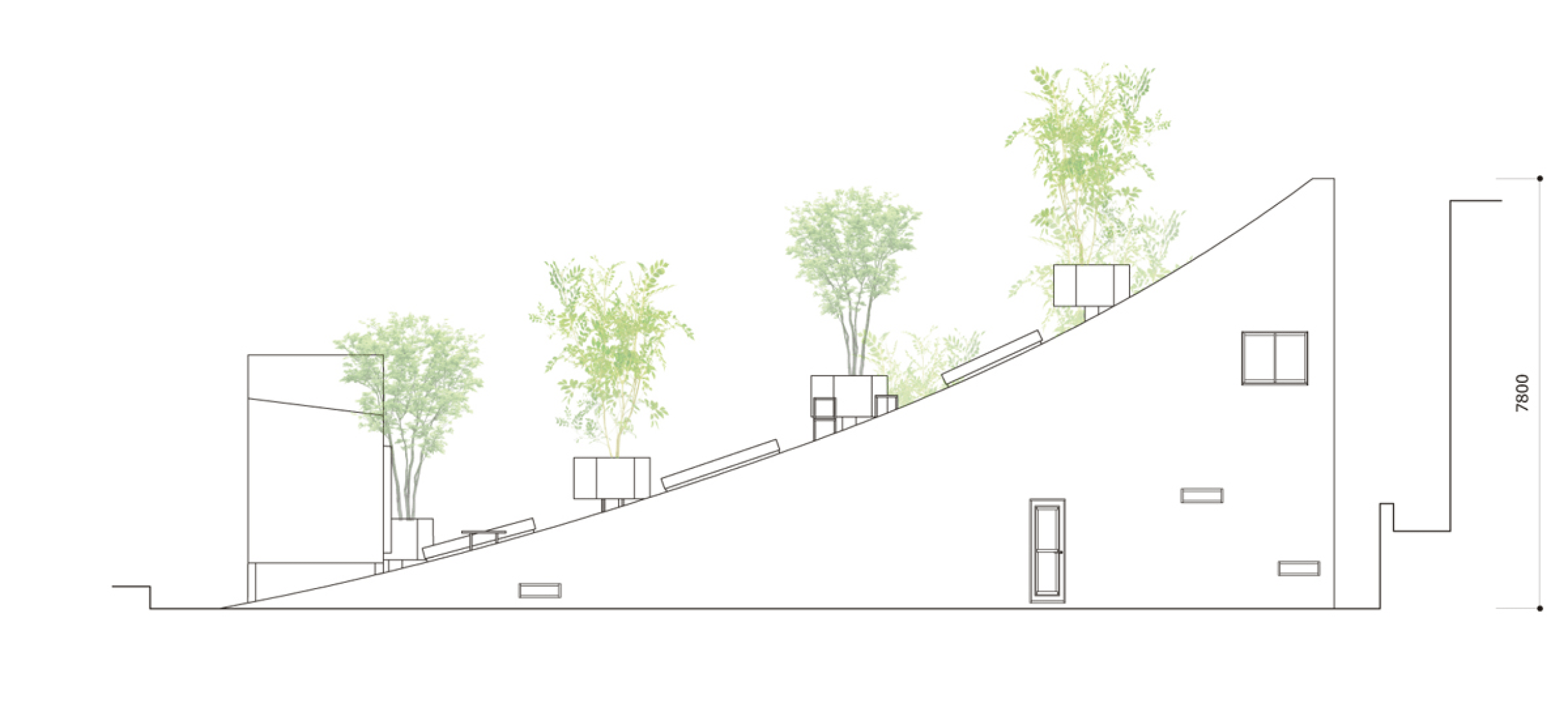 Alzado sur, Casa K. Cortesía de Sou Fujimoto Architects. 