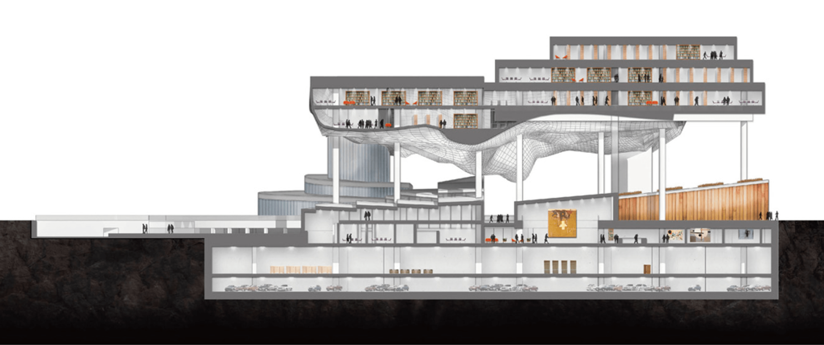 Tercer premio. Propuesta de Eisenman Architects. Section. 