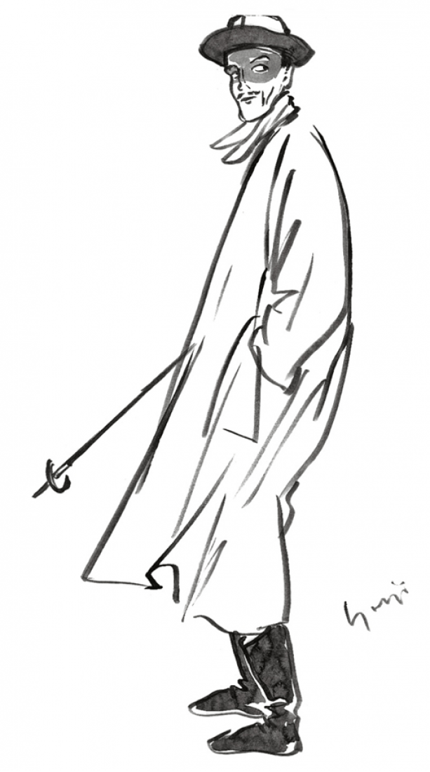 Yohji Yamamoto AW 1990-91, Homme Croquis. Imagen cortesía de Luchford APM.