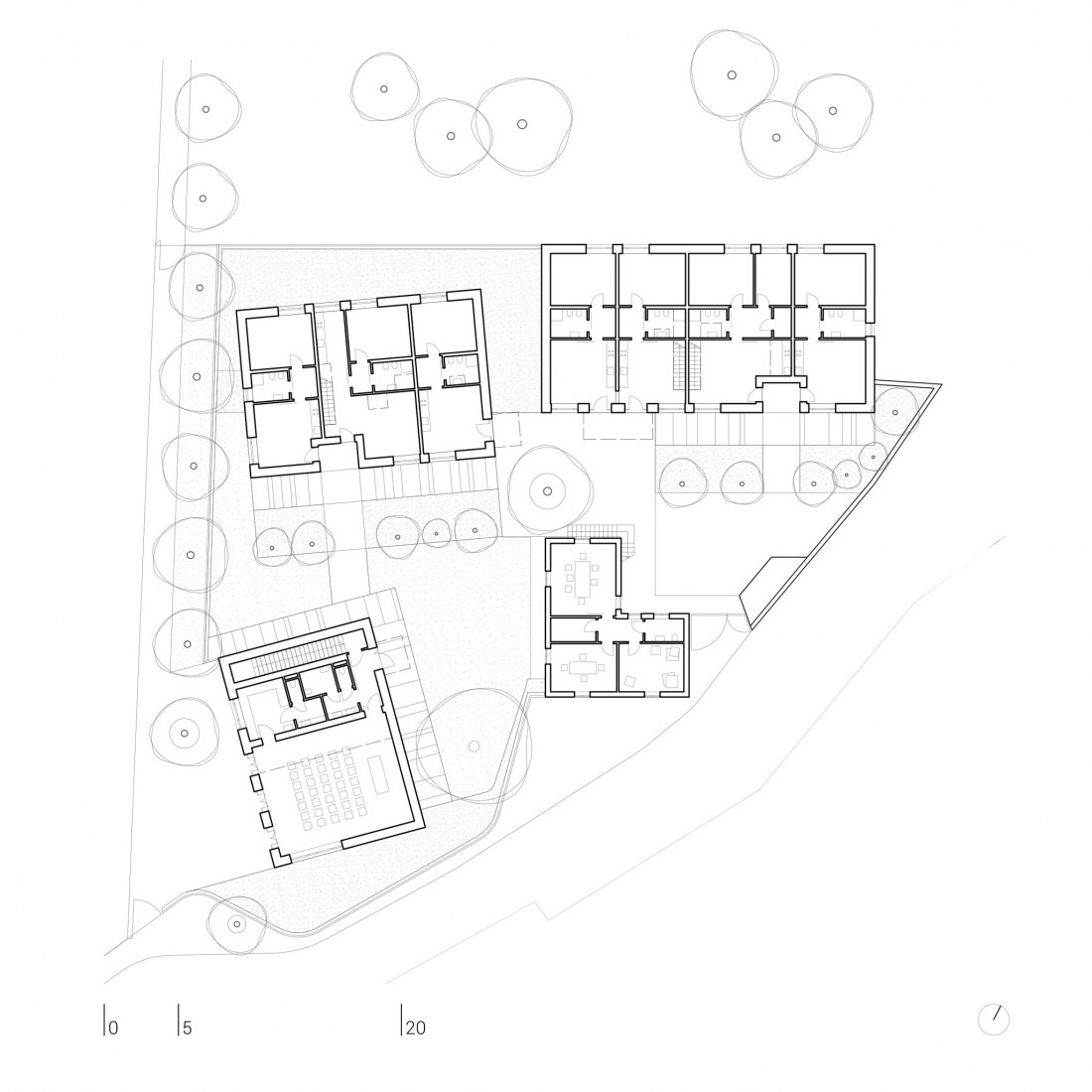 Ground floor plan floor plan. SON center for mental fragility "Cascina San Carlo" by B22. 