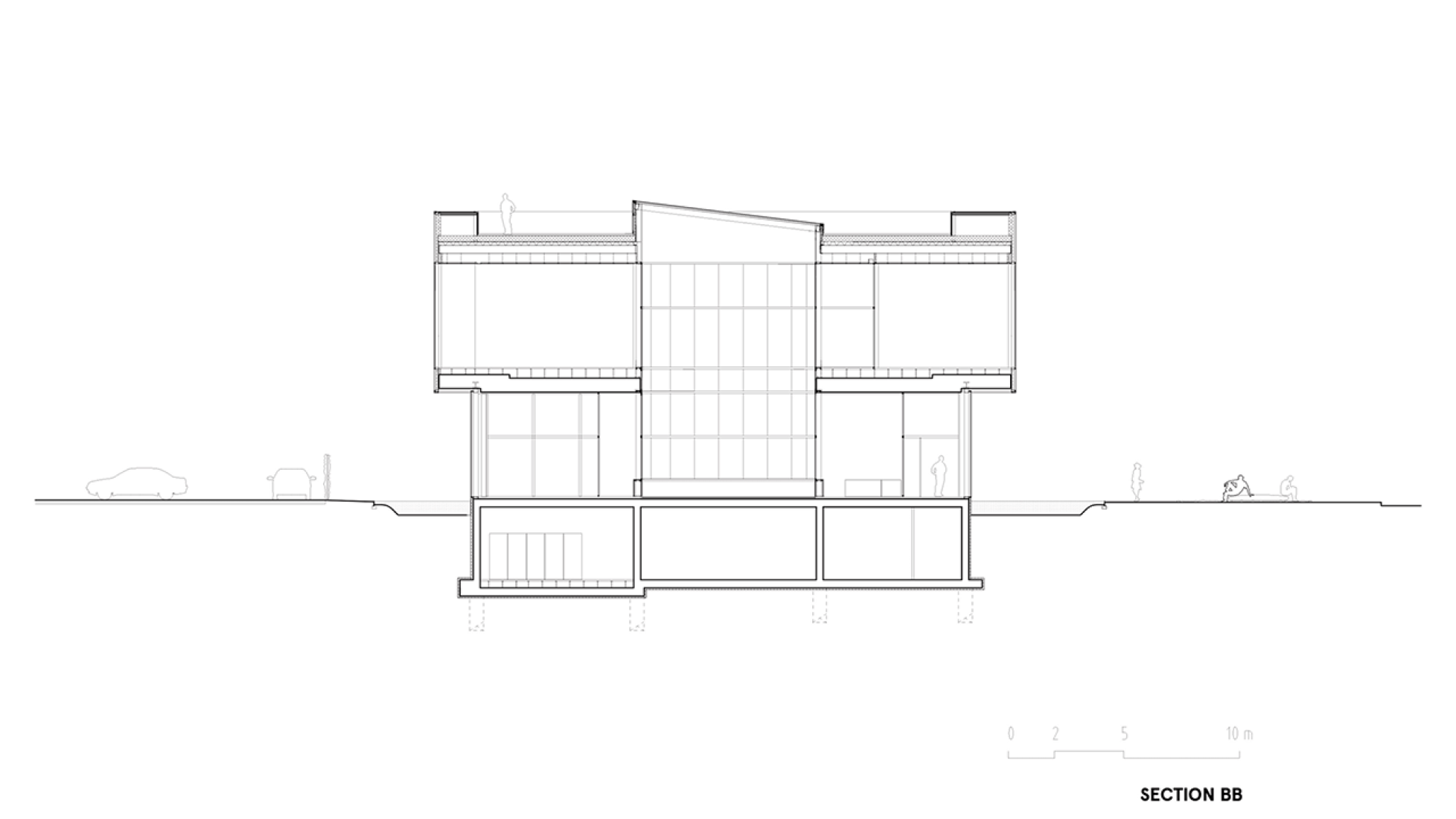 Sección transversal. Regiocentrale Zuid por Wiel Arets Architects. Imagen cortesía de WAA.