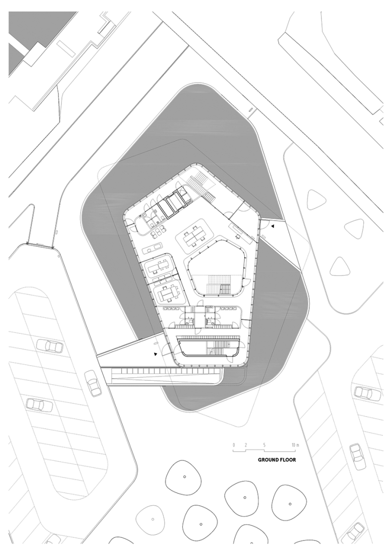 Plano de planta baja. egiocentrale Zuid por Wiel Arets Architects. Imagen cortesía de WAA.