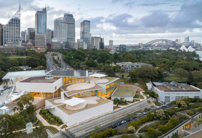 Aerial view of the Art Gallery of New South Wales’ new SANAA-designed building, 2022. Photograph by Iwan Baan.