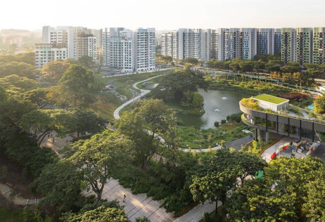 Parque Bidadari por Henning Larsen. Fotografía por Finbarr Fallon.