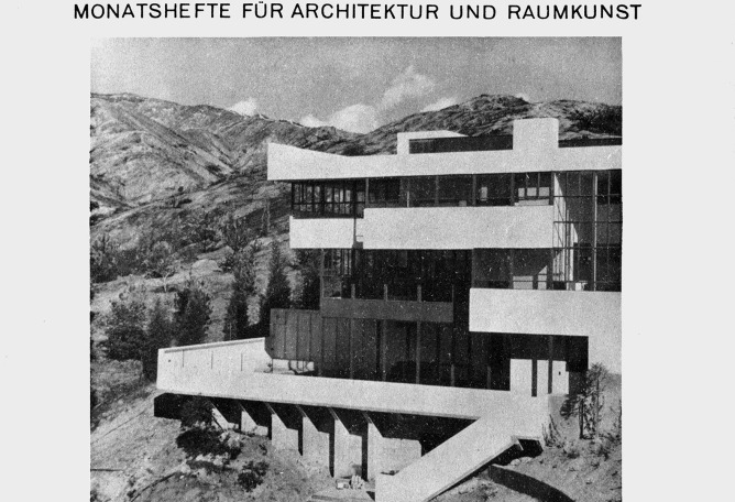 Lovell Health House en la portada de Moderne Bauformen (agosto de 1932). Colección de Nicholas Olsberg. © 2024 The Neutra Institute for Survival Through Design y reproducido con permiso.